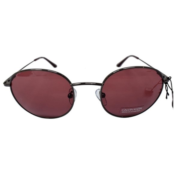 Calvin Klein Men Gunmetal Sunglasses Oxblood Lens